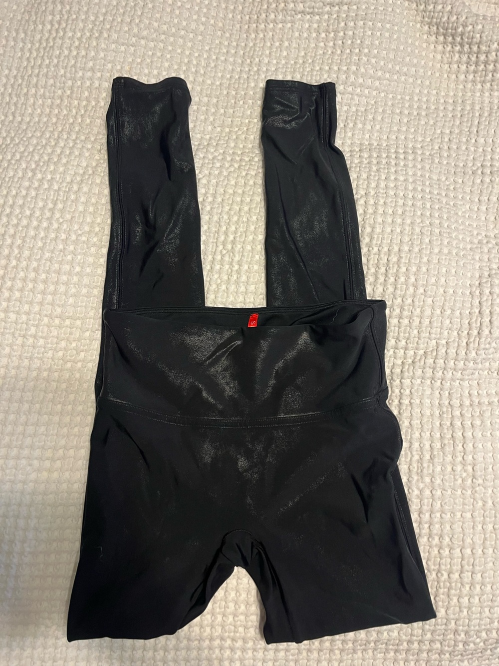 SPANX Black Shimmer Faux-Leather Leggings